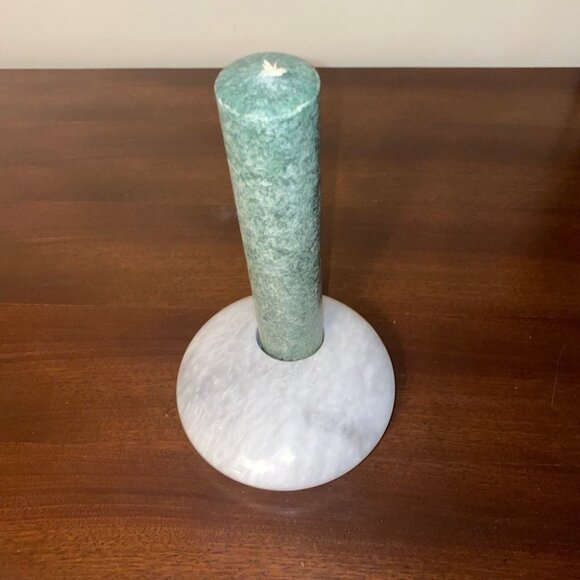 White Marble Candle Holder Round